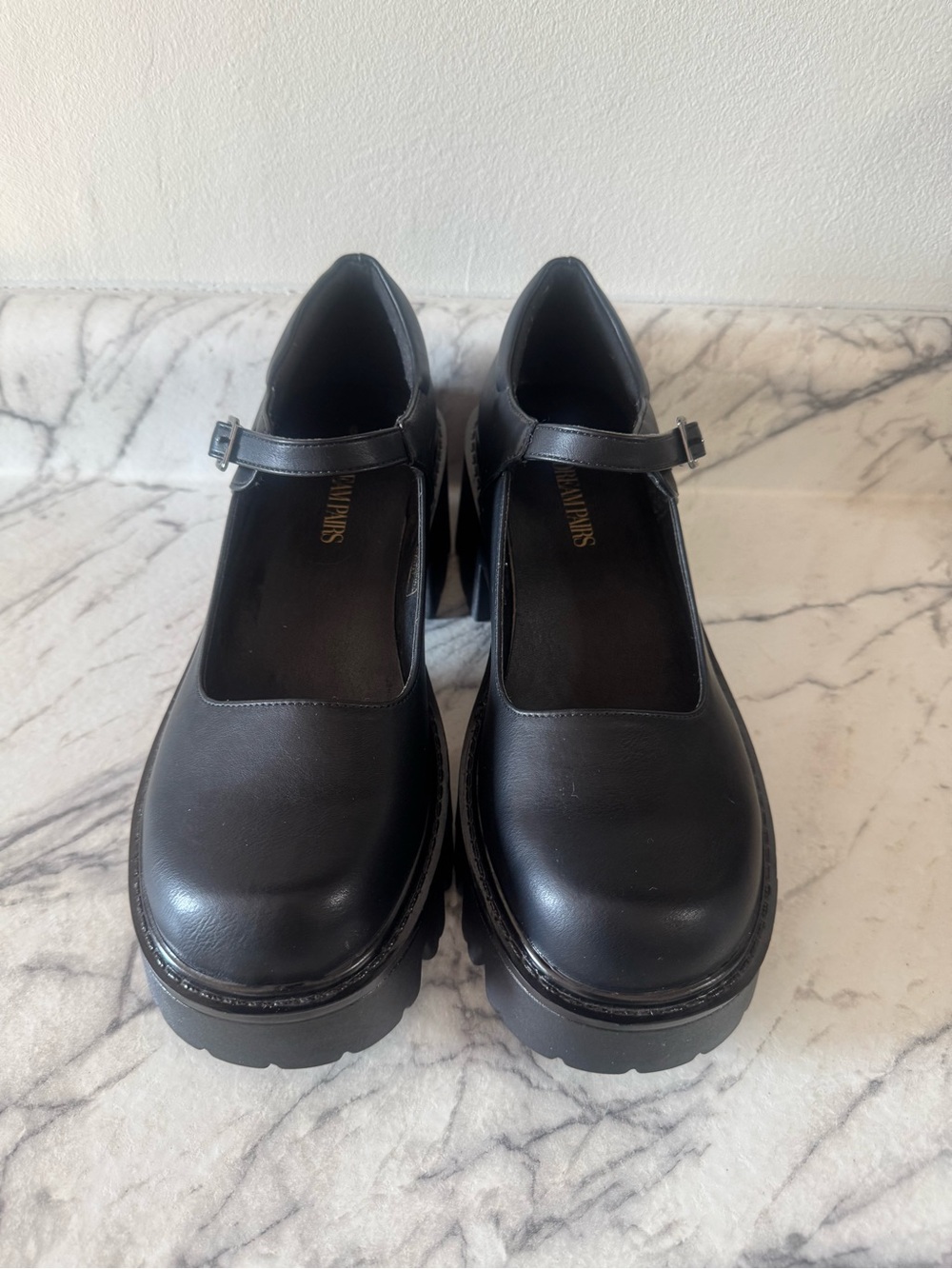 Black Chunky Mary Jane Style Platform Heels - Picture 5 of 5